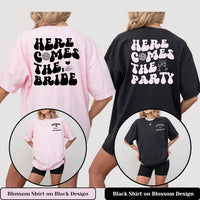 Comfort Color Custom Retro Bachelorette Party Shirts Here Comes the Bride Matching Bridal Shower Gift for Bride To Be Bridesmaid Bride Squad