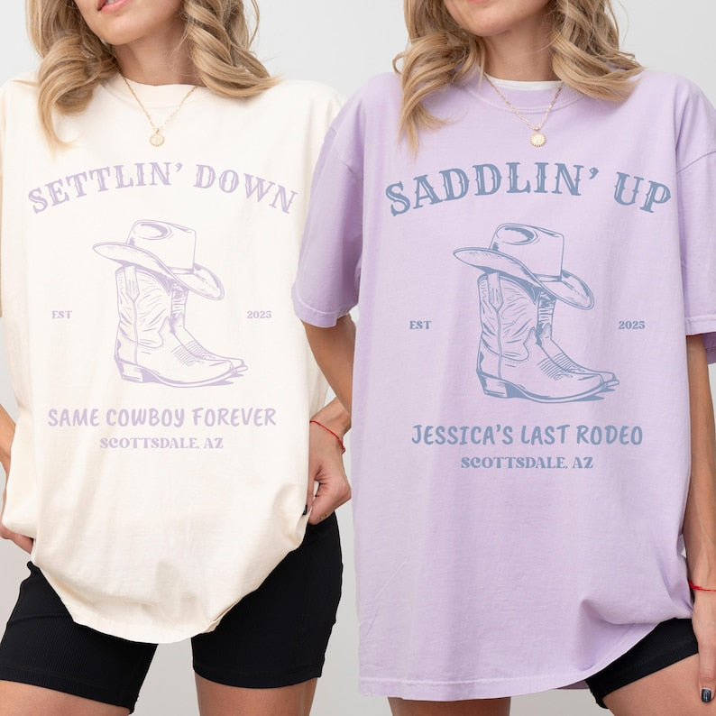 Custom Last Rodeo Bachelorette Tee: Cowgirl Bridal Party Shirt