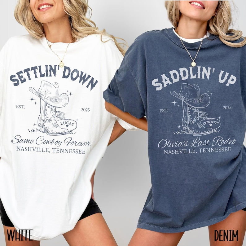 Custom Last Rodeo Bachelorette Shirts Same Cowboy Forever Last Hoedown Country Bach Nashville Bachelorette Party Cowgirl Bridal Party Shirts