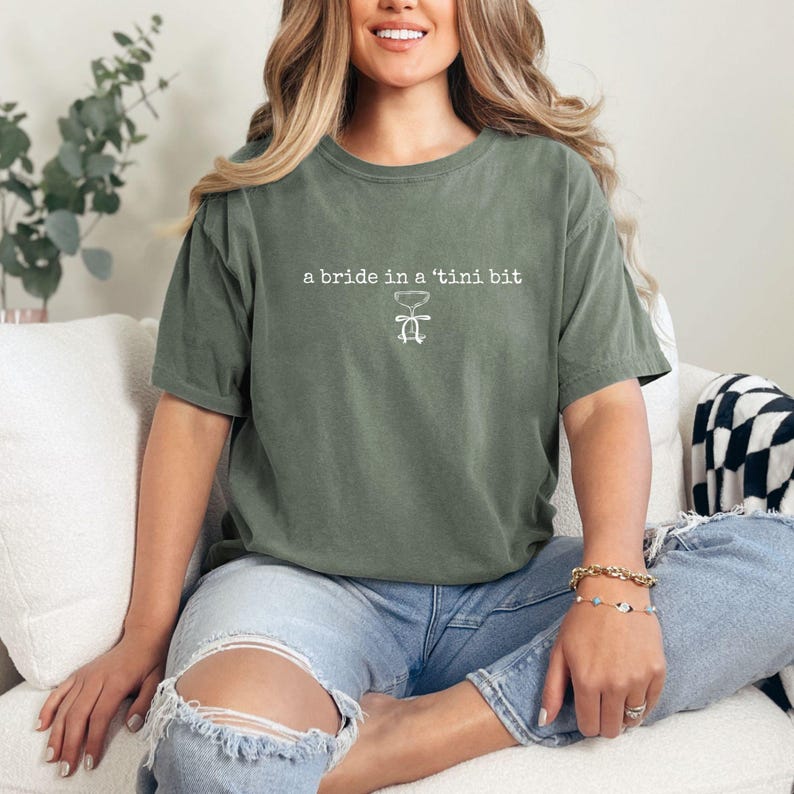 Comfort Colors A Bride in a Tini Bit Bride Shirt,Espresso Martini Themed Future Mrs Tshirt,Tini Bit Engaged,Bridal Shower Gift Idea