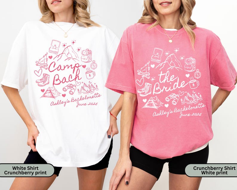 Custom Camp Bachelorette Party Shirt, Mountain Bride Tee Camp, Hiking Bridal Party gifts, Girls trip Camp Bach, Bachelorette Camping, Cabin