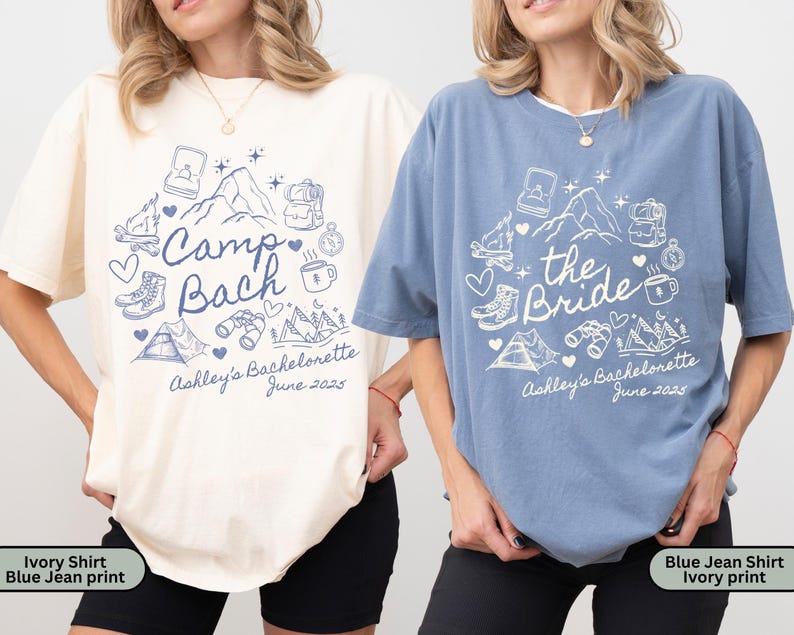 Custom Camp Bachelorette Party Shirt, Mountain Bride Tee Camp, Hiking Bridal Party gifts, Girls trip Camp Bach, Bachelorette Camping, Cabin