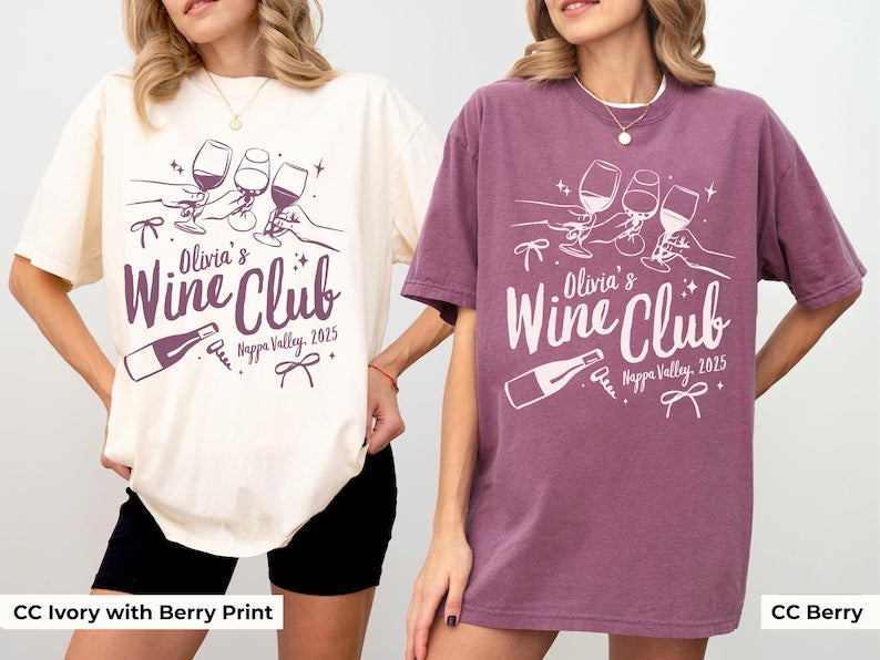 Bridal Wine Club Shirt Persoanlized Winery Bachelorette Party Tee Custom Wine Bach Club TShirt Vineyard Bridal Shower Merch Bride Wine Club