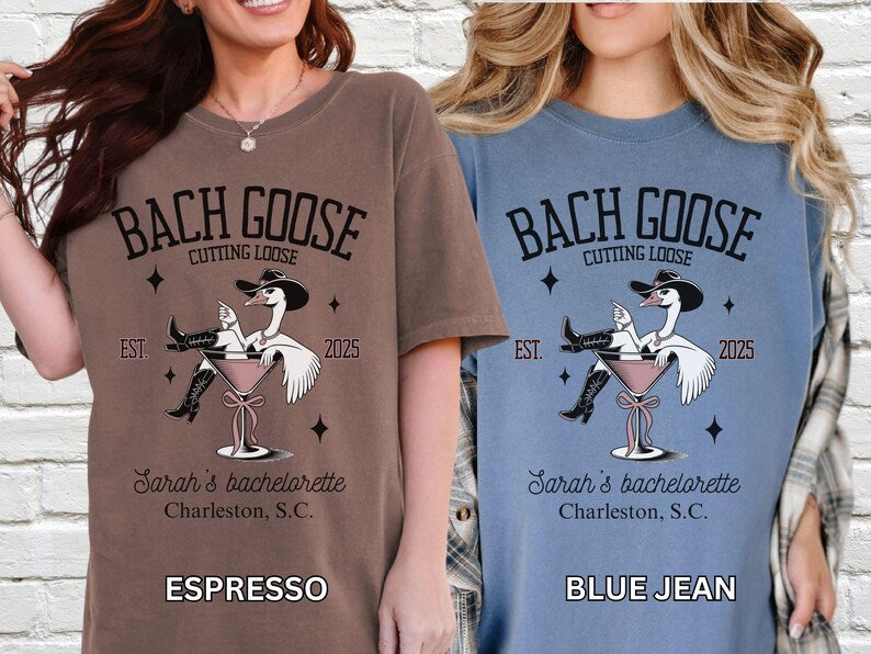 Comfort Colors bachelorette shirt,Personalized Bride Shirt,Bachelorette Shirt,Coquette Bow Bach Party,Bride Goose shirt,Bachelorette Goose