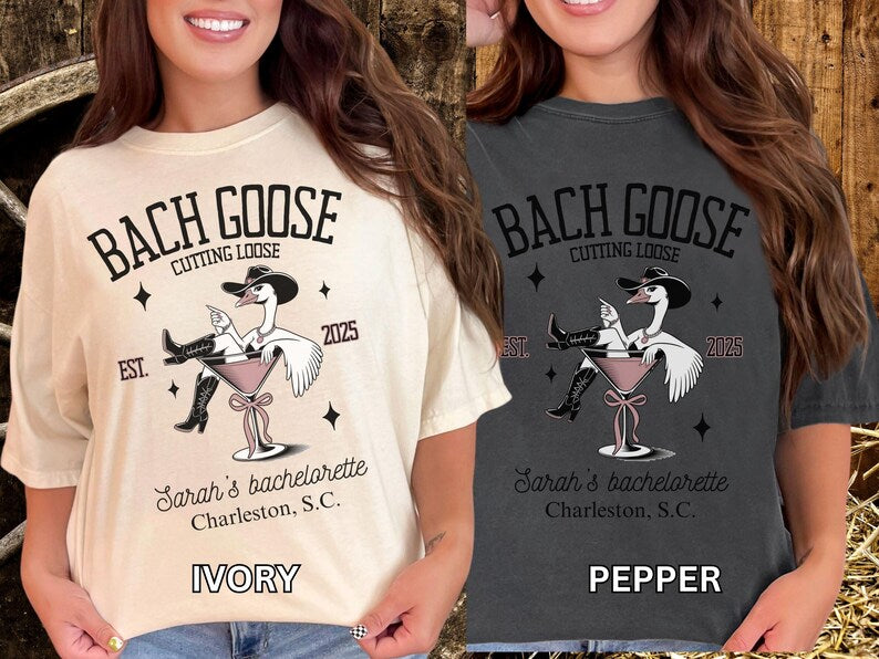Comfort Colors bachelorette shirt,Personalized Bride Shirt,Bachelorette Shirt,Coquette Bow Bach Party,Bride Goose shirt,Bachelorette Goose