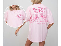Custom Pink Bow Bachelorette Shirt She's Tying the Knot Tshirt Personalized Bow Bach Club Hens Night Matching Outfit MOH Gift For Bridesmaid