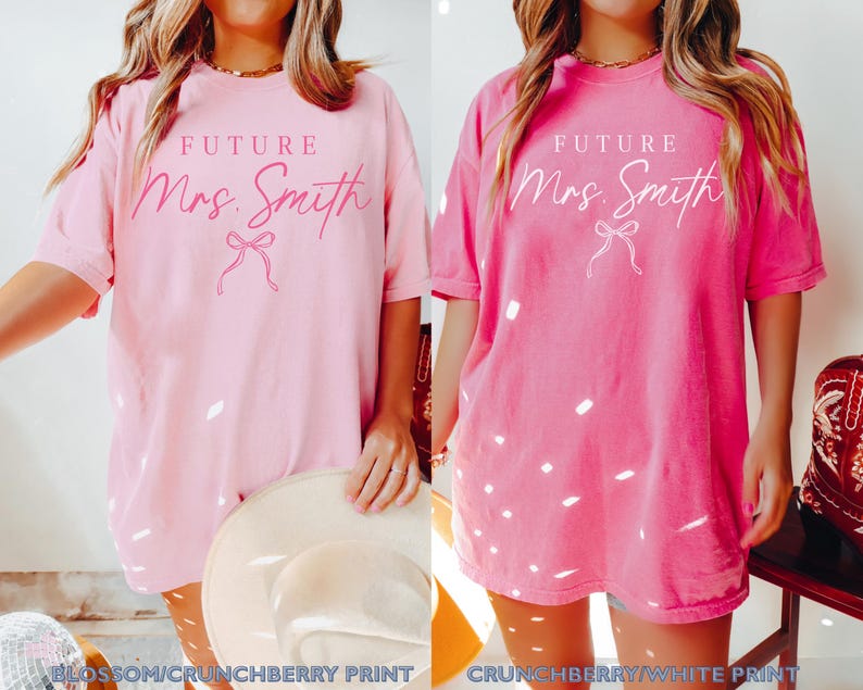 Custom Future Mrs Bow Bride Comfort Colors Shirt Bridal Gift Minimalist Bride Shirt Future Mrs Coquette Bride to be Gift for Honeymoon Shirt
