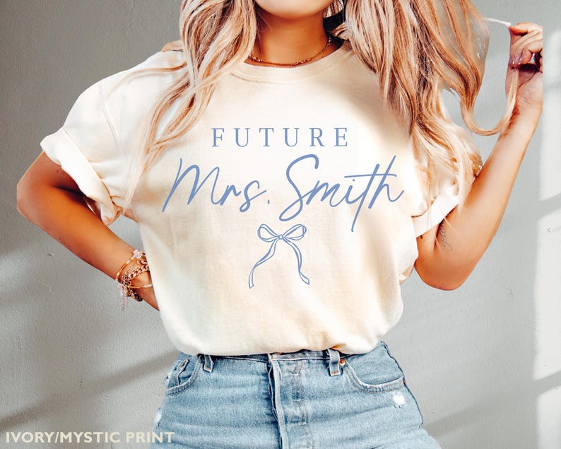 Custom Future Mrs Bow Bride Comfort Colors Shirt Bridal Gift Minimalist Bride Shirt Future Mrs Coquette Bride to be Gift for Honeymoon Shirt