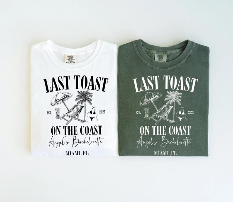 Comfort Colors® Last Toast on the Coast Bachelorette T-shirt,Custom Beach Bachelorette Party,Bridal Shirts,Custom Bach Party,Miami Bach Club