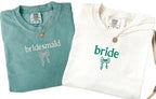 Embroidered Bride Bridesmaid Shirt, Comfort Colors Custom Wedding Gift, Bachelorette Party Tee, Getting Ready Shirt, Bride Coquette Shirt