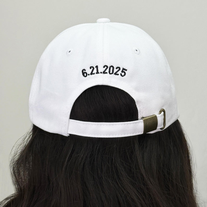 Hubby Wifey Embroidered Hats, Custom Date on the Back, Vintage Baseball Cap, Mr and Mrs Hat, Gift For Bride and Groom, Wedding Gift