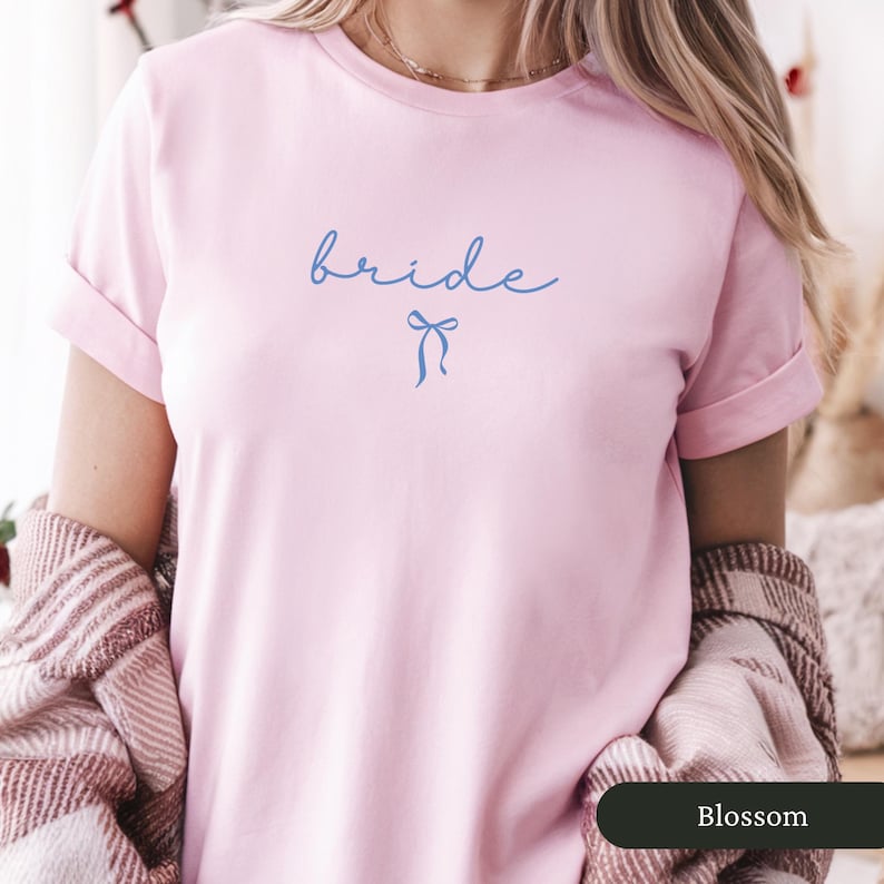 Minimalist Bride Comfort Colors Shirt, Bow Bride Shirt, Bridal Gift, Coquette Bride to Be Gift, Bride Engaged Gift, Engagement Tee Gift