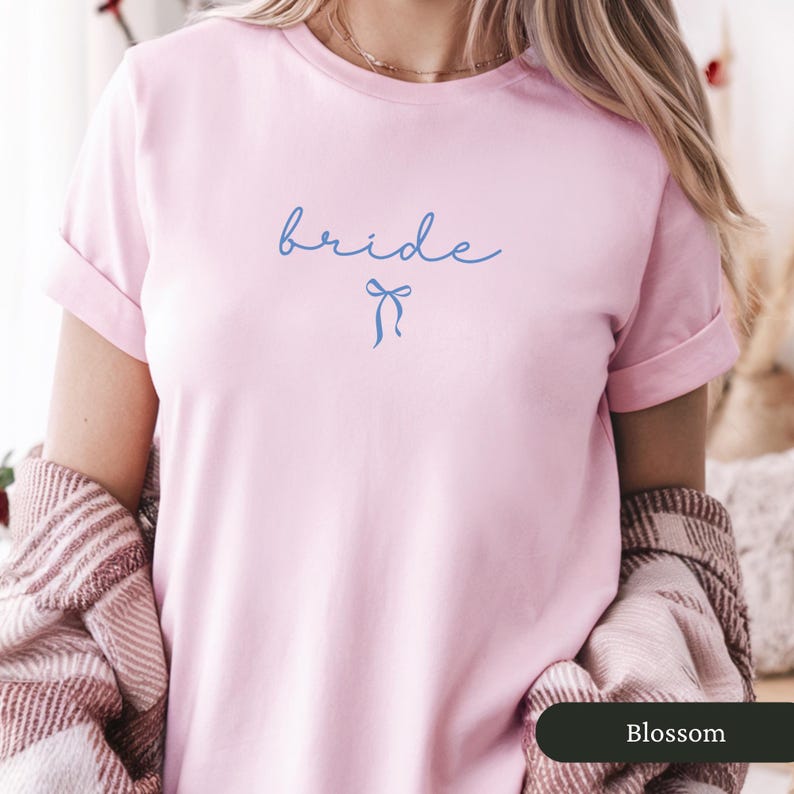 Minimalist Bride Comfort Colors Shirt, Bow Bride Shirt, Bridal Gift, Coquette Bride to Be Gift, Bride Engaged Gift, Engagement Tee Gift