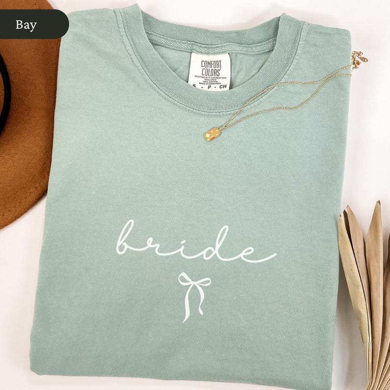 Minimalist Bride Comfort Colors Shirt, Bow Bride Shirt, Bridal Gift, Coquette Bride to Be Gift, Bride Engaged Gift, Engagement Tee Gift