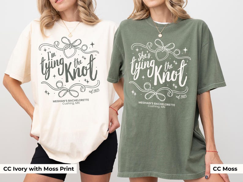 Tying The Knot Bachelorette Shirt Personalized Coquette Bow Bridal Party Tshirt Bow Themed Bridal Shower Outfit for Girly Bachelorette Idea