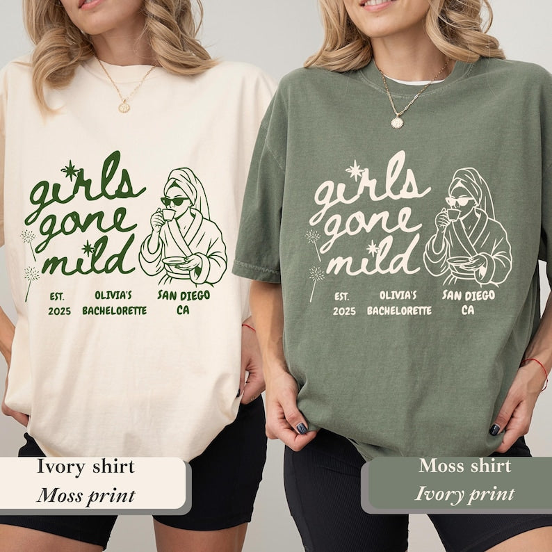 Girls Gone Mild Custom Bachelorette Shirt Spa Party PJS Weekend Girls Night