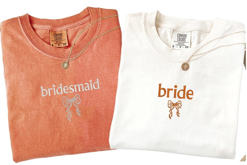 Embroidered Bride Bridesmaid Shirt, Comfort Colors Custom Wedding Gift, Bachelorette Party Tee, Getting Ready Shirt, Bride Coquette Shirt