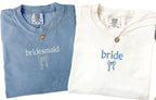 Embroidered Bride Bridesmaid Shirt, Comfort Colors Custom Wedding Gift, Bachelorette Party Tee, Getting Ready Shirt, Bride Coquette Shirt