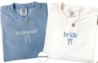 Embroidered Bride Bridesmaid Shirt, Comfort Colors Custom Wedding Gift, Bachelorette Party Tee, Getting Ready Shirt, Bride Coquette Shirt