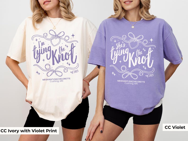 Tying The Knot Bachelorette Shirt Personalized Coquette Bow Bridal Party Tshirt Bow Themed Bridal Shower Outfit for Girly Bachelorette Idea