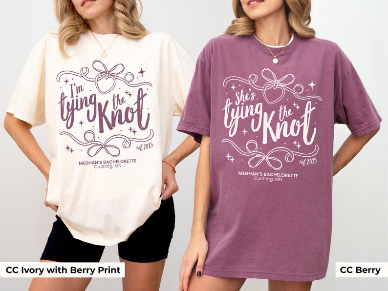 Tying The Knot Bachelorette Shirt Personalized Coquette Bow Bridal Party Tshirt Bow Themed Bridal Shower Outfit for Girly Bachelorette Idea