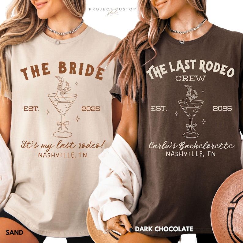 Custom Last Rodeo Crew Bachelorette Shirts Western Country Bach Nashville Bachelorette Party Cowgirl Bridal Party Tshirt Bridesmaid Gifts