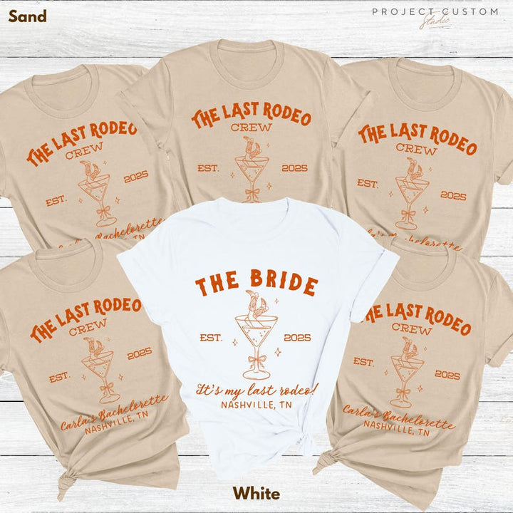 Custom Last Rodeo Crew Bachelorette Shirts Western Country Bach Nashville Bachelorette Party Cowgirl Bridal Party Tshirt Bridesmaid Gifts