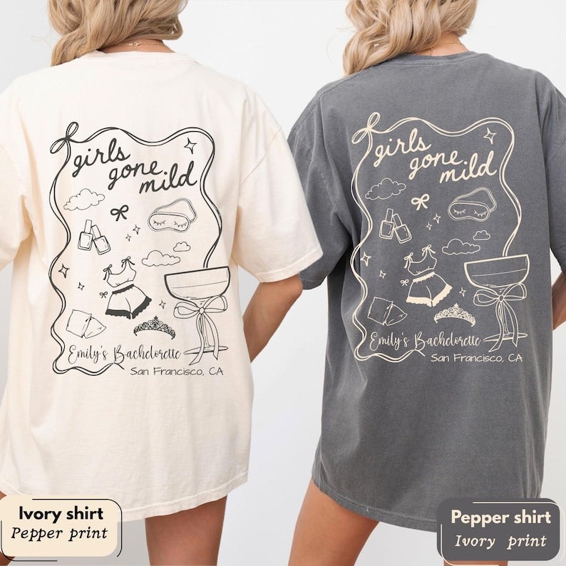 Girls Gone Mild Shirt, Custom Spa Bachelorette Shirt, Slumber Bachelorette Tee, Comfort Colors Bach, Party Gift for Bridesmaids, Girls Night