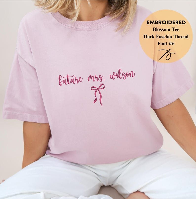 Embroidered Custom Future Mrs. Shirt, Custom Future Mrs. Shirt, Bride to be, Comfort Colors, Engagement Gift, Coquette Bachelorette Party
