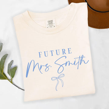Custom Future Mrs Bow Comfort Colors Shirt Bridal Gift Minimalist Bride Shirt Future Mrs Coquette Bride to be Gift for Engagement Party