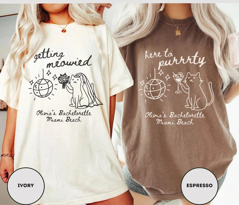 Getting Meowied Bachelorette Shirt Cat Bachelorette Shirt Cat Themed Bach Party Shirts Cat Lovers Wedding Shirts Cat Bridal Party Tees