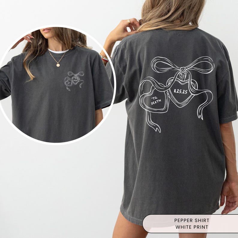 Heart Locket Custom Bride Shirt, Future Mrs, Couples Shirt, Wedding Day of Bride, Anniversary Gift, For Newly Engaged, Coquette Bow Tshirt