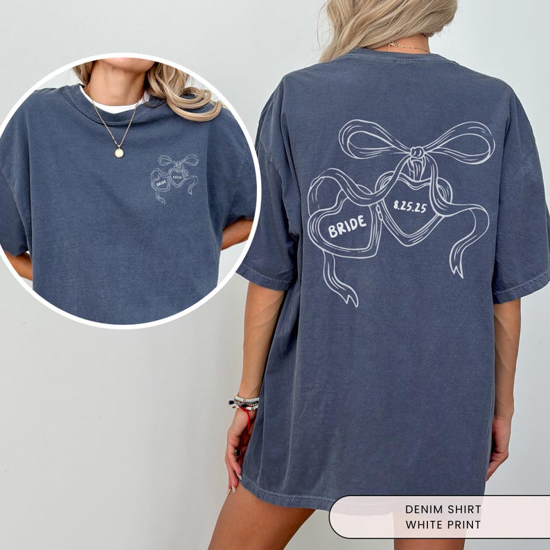 Heart Locket Custom Bride Shirt, Future Mrs, Couples Shirt, Wedding Day of Bride, Anniversary Gift, For Newly Engaged, Coquette Bow Tshirt