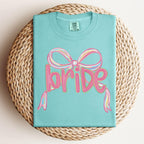 Bride Preppy Coquette Pink Bow Shirt, She's Tying the Knot, New Bride Tee, Bachelorette Party Shirt, Just Engaged Shirt
