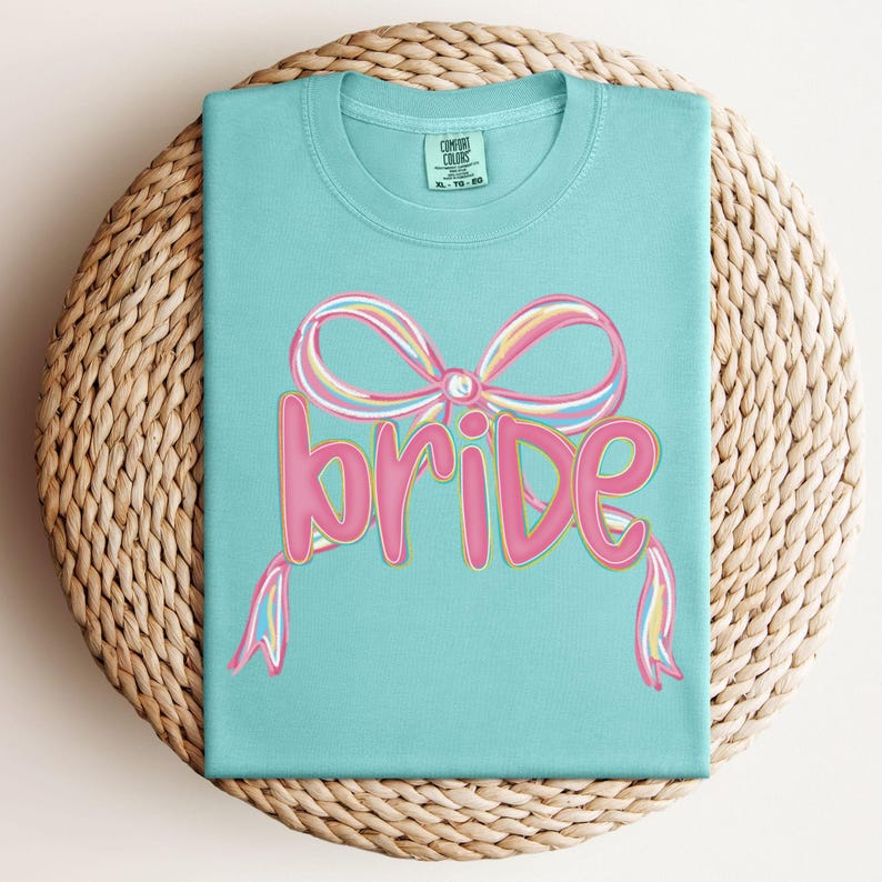 Bride Preppy Coquette Pink Bow Shirt, She's Tying the Knot, New Bride Tee, Bachelorette Party Shirt, Just Engaged Shirt