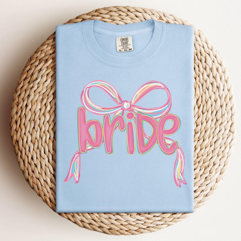 Bride Preppy Coquette Pink Bow Shirt, She's Tying the Knot, New Bride Tee, Bachelorette Party Shirt, Just Engaged Shirt