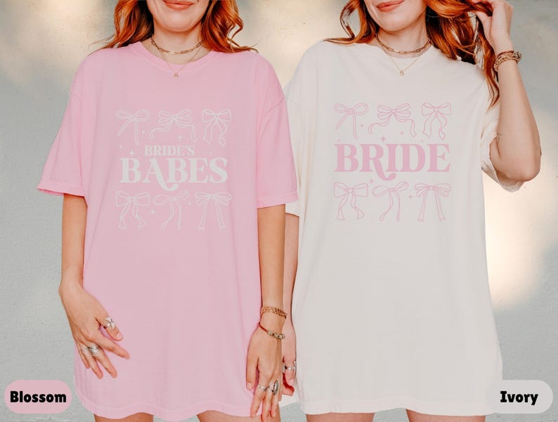 Comfort Colors® Bride's Babes Bridesmaid Shirts, Coquette Bachelorette Shirts, Bride Bows Tee, Bachelorette Party Shirts, Girly Bachelorette