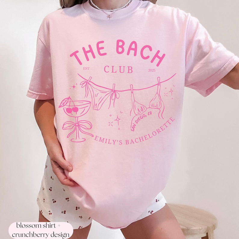 Custom Beach Bachelorette Shirts, Tequilla Final Fiesta Bachelorette Merch, Personalized The Bach Club Comfort Colors Shirts Girls Weekend