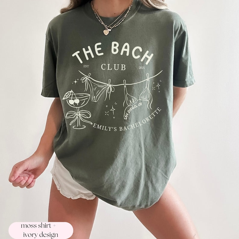 Custom Beach Bachelorette Shirts, Tequilla Final Fiesta Bachelorette Merch, Personalized The Bach Club Comfort Colors Shirts Girls Weekend