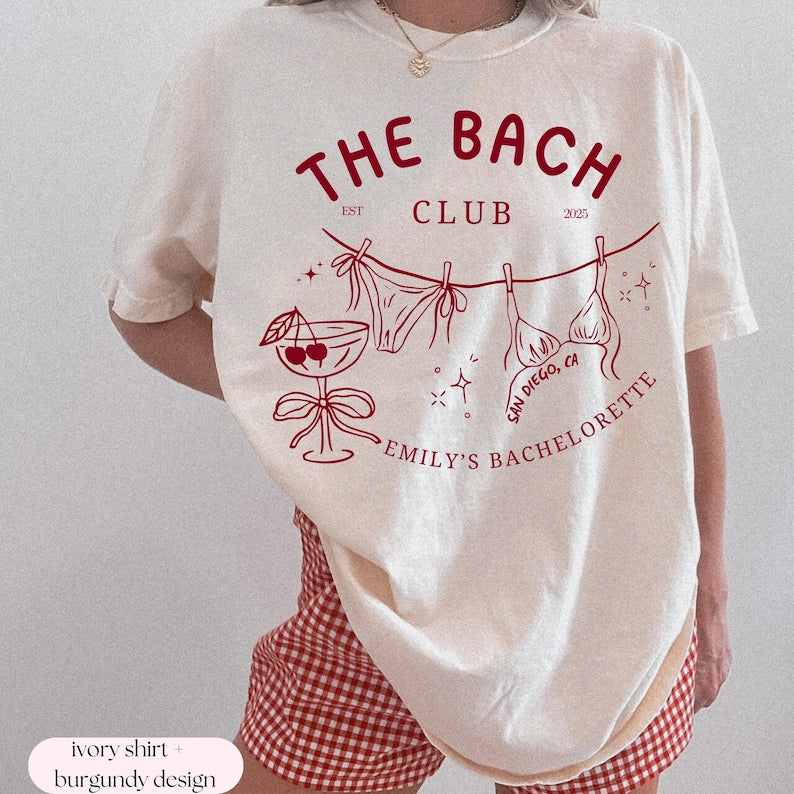 Custom Beach Bachelorette Shirts, Tequilla Final Fiesta Bachelorette Merch, Personalized The Bach Club Comfort Colors Shirts Girls Weekend