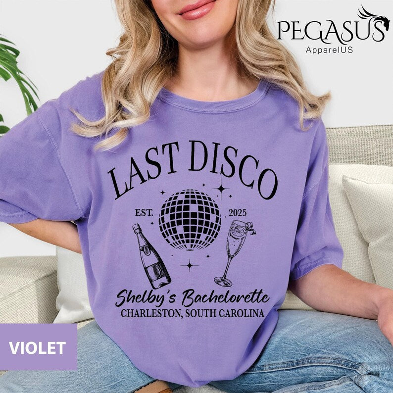 Comfort Colors® Last Disco Bachelorette Shirts, Disco Bride Custom Shirt, Personalized Bachelorette Shirts