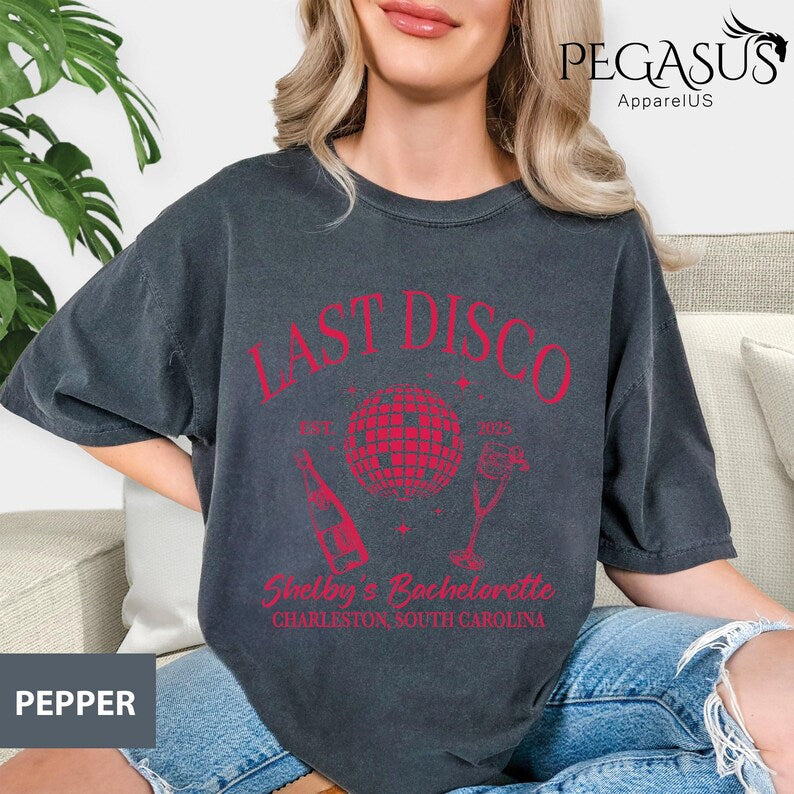 Comfort Colors® Last Disco Bachelorette Shirts, Disco Bride Custom Shirt, Personalized Bachelorette Shirts