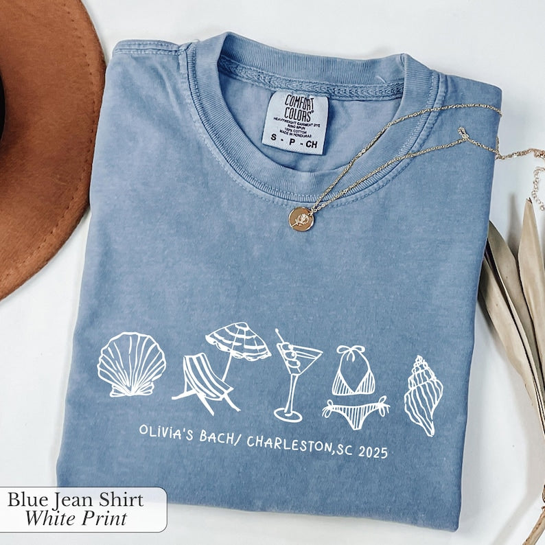 Custom Beach Bachelorette Comfort Colors Shirt: Coastal Bride Trip Tee