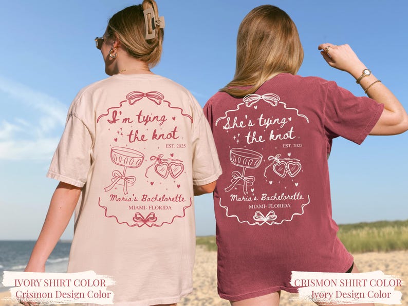 Personalized Tying The Knot Bachelorette Party Shirt: Comfort Colors Bow Theme