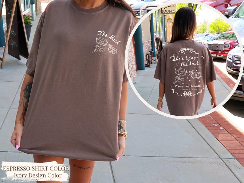 Personalized Tying The Knot Bachelorette Party Shirt: Comfort Colors Bow Theme