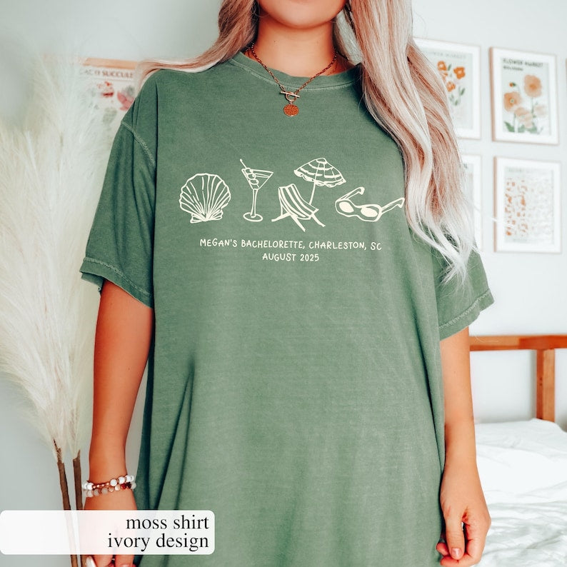 Custom Beach Bachelorette Comfort Colors Tee: Coastal Bride Trip Shirt