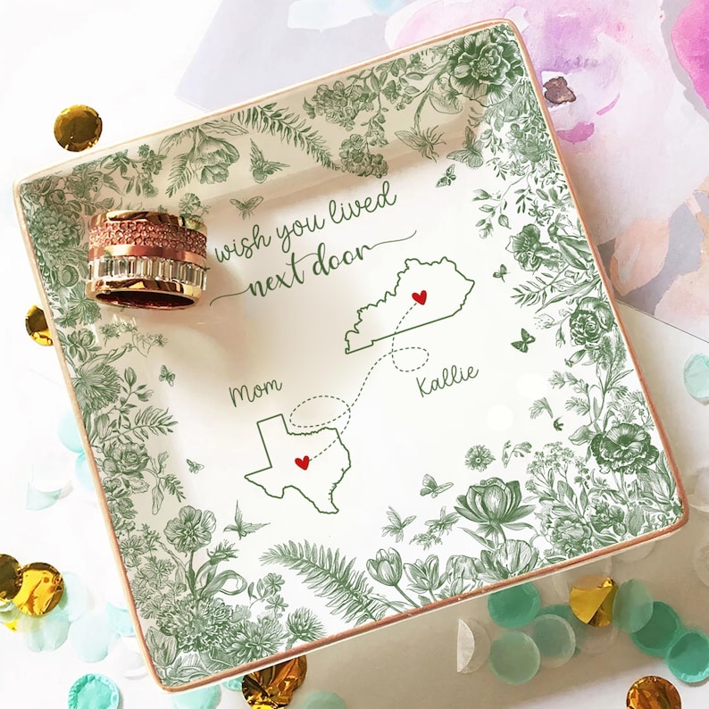 Custom Long Distance Friendship Gift, Personalized Best Friends Jewelry Dish Gifts For Best Friend Long Distance Gifts Sister Gift, BFF Gift