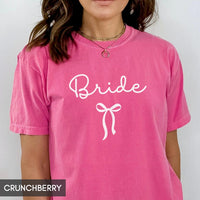 Comfort Colors® Coquette Bow Bride Shirt, Bride to Be Tee, Cute Wedding T-Shirt, Girly Aesthetic Bachelorette Party Top