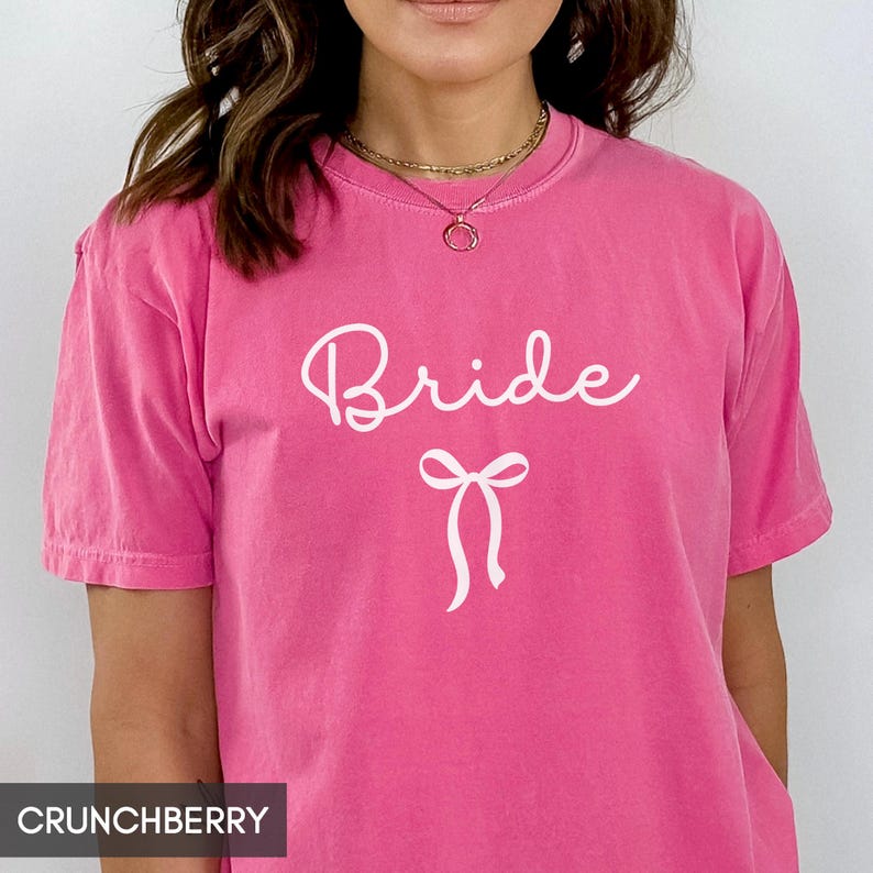 Comfort Colors® Coquette Bow Bride Shirt, Bride to Be Tee, Cute Wedding T-Shirt, Girly Aesthetic Bachelorette Party Top