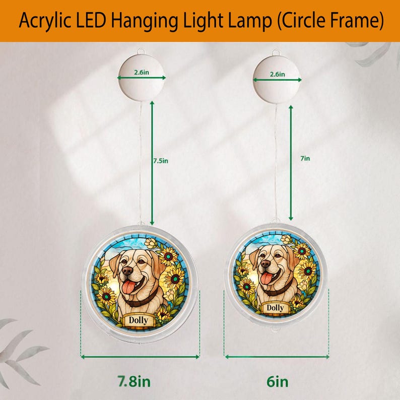 New! Custom Pet Portrait LED Hanging Light Lamp, Loss of Dog Gift, Puppy Loss Gift, Pet Memorial Gift, Puppy Loss Gift, Christmas Decor 2025